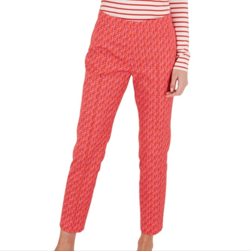 Akris Punto Franca Tropical Print Cotton Techno Pant Hot Pink Trouser NWT